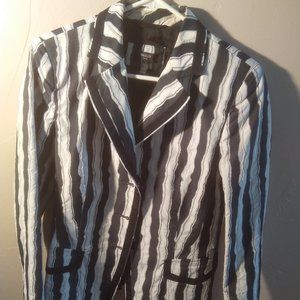 Basler Navy and White Op Art Stripe Jacket